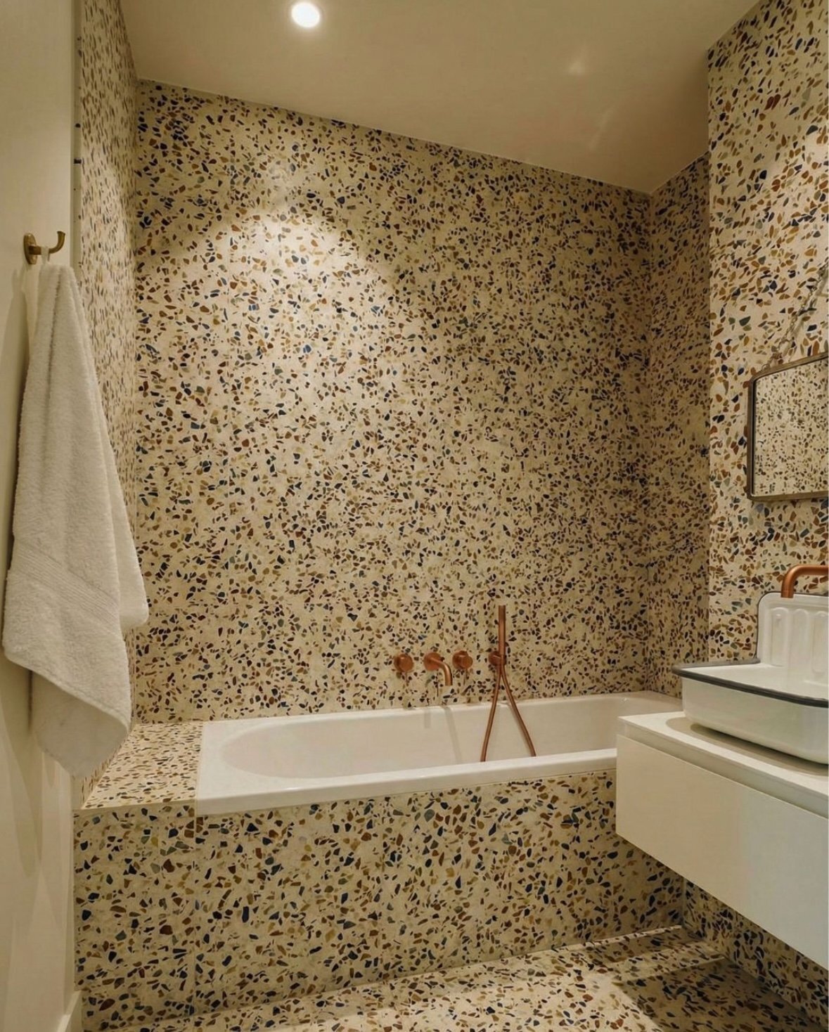 Salle de bain en terrazzo réalisée par De Sousa Bâtiment